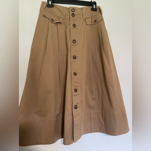 Lauren Ralph Lauren maxi khaki button down A-Line skirt
